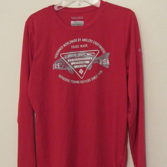 Columbia PFG Long Sleeve T-Shirt Men's XL Red Omni Wick Advanced Evaporation - Picture 1 of 6